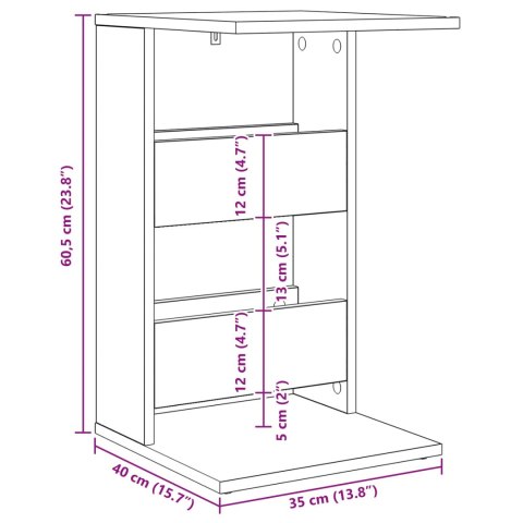 STOLIK BOCZNY DĄB WĘDZONY 40X35X60,5CM