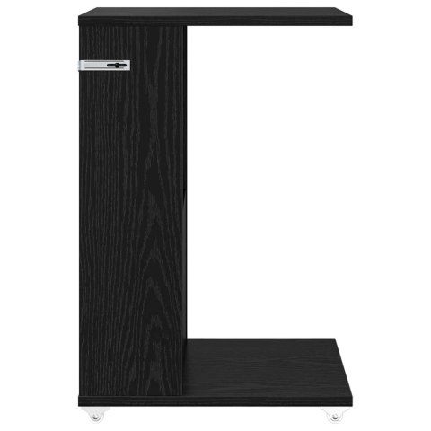 STOLIK BOCZNY Z KOŁEM CZARNY DĄB 40X35X60CM