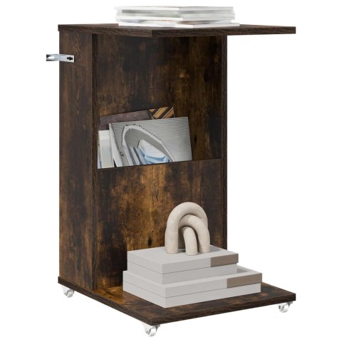 STOLIK BOCZNY Z KOŁEM DĄB WĘDZONY 40X35X60CM