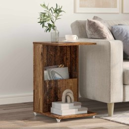 STOLIK BOCZNY Z KOŁEM STARE DREWNO 40X35X60CM