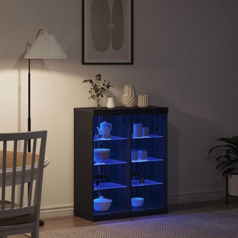 KOMODA LED CZARNY DĄB 41X37X100CM