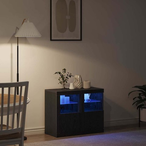 KOMODA LED ZE LED LIGHTS 2 SZT. CZARNY DĄB 41X37X67CM