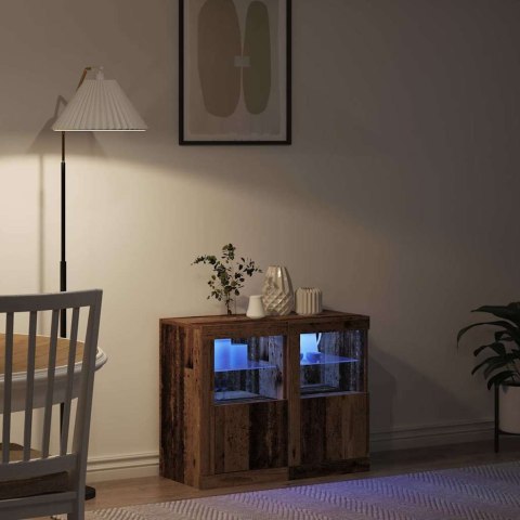 KOMODA LED ZE LED LIGHTS 2 SZT. STARE DREWNO 41X37X67CM