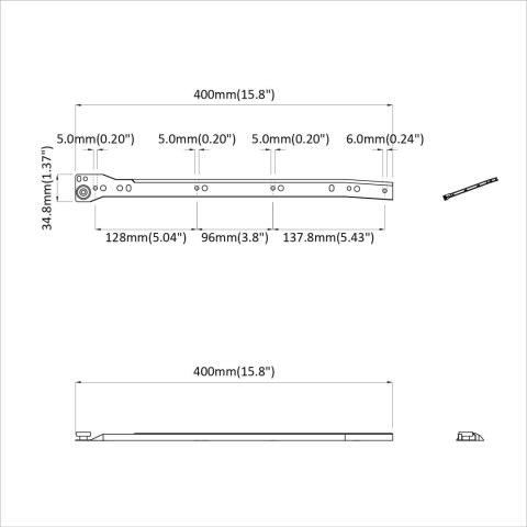 PROWADNICA SZUFLADY 12 SZT. BIAŁY 400MM STAL