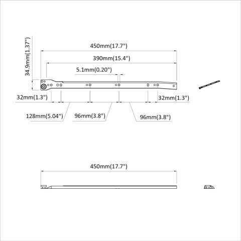 PROWADNICA SZUFLADY 12 SZT. BIAŁY 450MM STAL