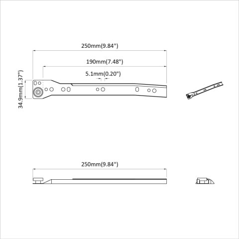 PROWADNICA SZUFLADY 87 SZT. BIAŁY STAL