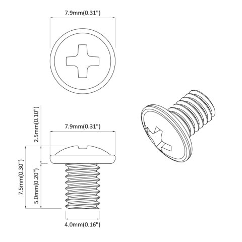 ŚRUBY BLOKUJĄCE GŁADKI 19149 SZT. SREBRNY ŻELAZO