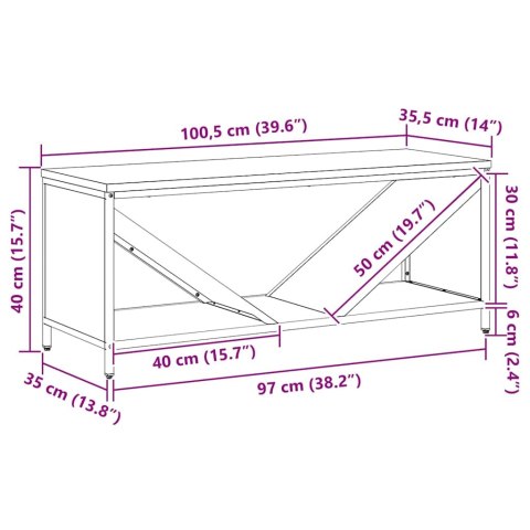 STOJAK NA DREWNO OPAŁOWE Z DREWNIANYM BLATEM 100,5X35,5X40CM
