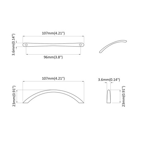 UCHWYT 1385 SZT. SREBRNY 107X3.6X23MM STAL NIERDZEWNA