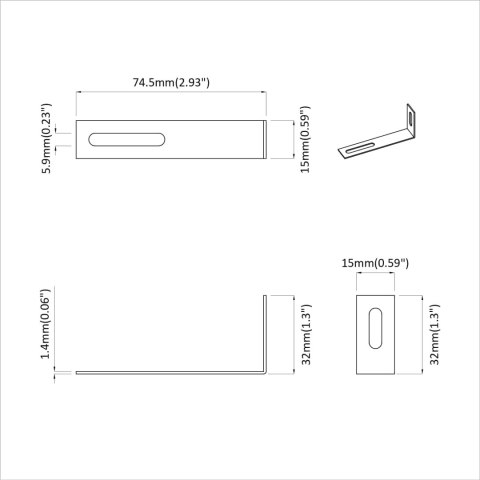 UCHWYT ANTYPRZEWRÓCENIA GŁADKI 1268 SZT. SREBRNY ŻELAZO