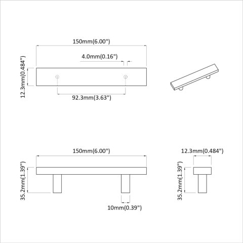 UCHWYT DO SZAFKI 420 SZT. CZARNY 150X12,3X35,2MM