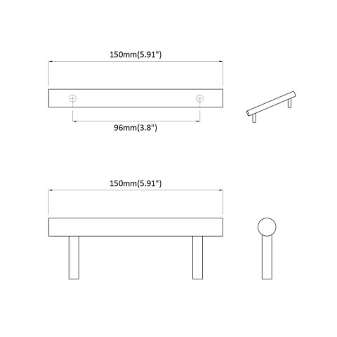 UCHWYT DO SZAFKI 510 SZT. ZŁOTY 150MM STAL NIERDZEWNA
