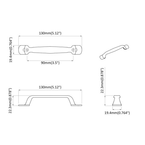 UCHWYT MEBLOWY 250 SZT. CZARNY 130X19,4X22,3MM ALUMINIUM