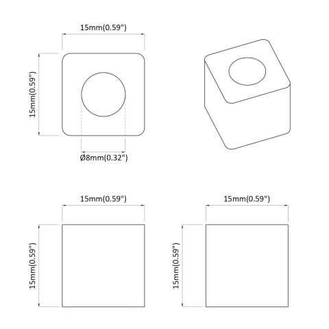 UCHWYT SZUFLADY 6792 SZT. CZARNY 15X15X15MM KOPOLIMER PP