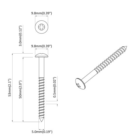 WKRĘT DREWNIANY 3273 SZT. SREBRNY 9,8X53MM STAL