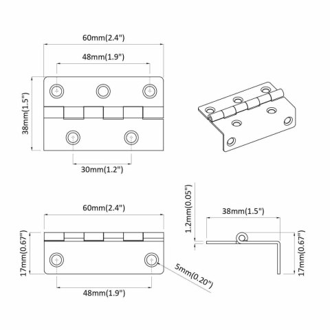 ZAWIAS 537 SZT. CZARNY 38X17X60MM ŻELAZO