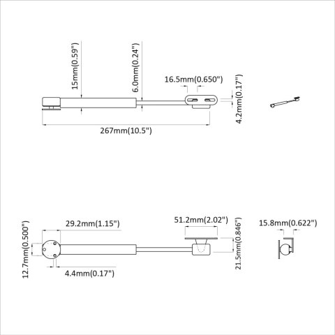 HYDRAULICZNA SPRĘŻYNA GAZOWA 12 SZT. SREBRNY 280X17X16MM