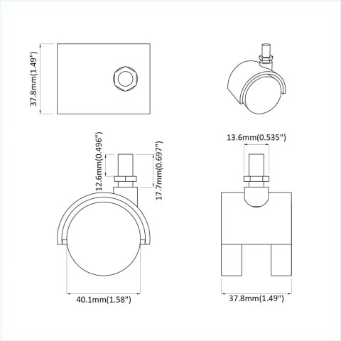 KÓŁKA 12 SZT. CZARNY 40,1X37,8MM PP I ŻELAZO