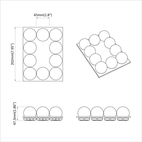 LUSTROWE ŚWIATŁA ZE LED LIGHTS 12 SZT. BIAŁY 4.5X4.5X4.8CM