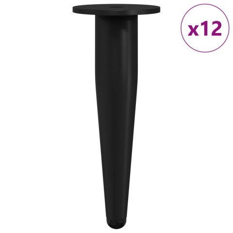 NÓŻKI MEBLOWE 12 SZT. CZARNY Ø 40X98MM ŻELAZO