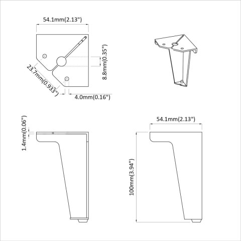 NÓŻKI MEBLOWE 2 SZT. CZARNY 54,1X54,1X100MM ŻELAZO