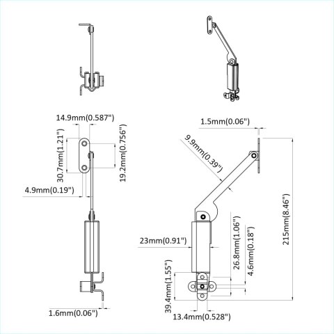 ZAWIAS WSPIERAJĄCY POKRYWĘ 12 SZT. CZARNY 192X32X50MM STAL