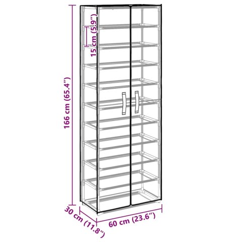 SZAFKA NA BUTY CZARNA 60X30X166CM TKANINA