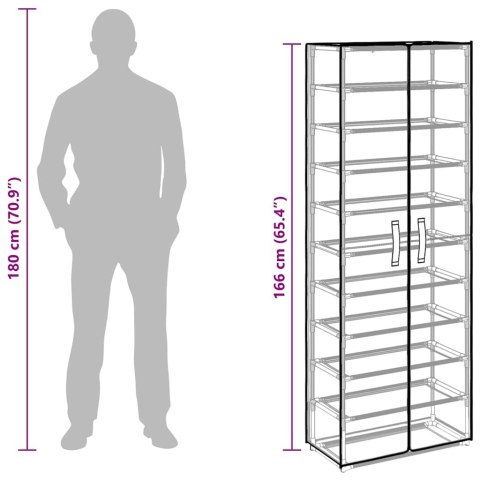 SZAFKA NA BUTY CZARNA 60X30X166CM TKANINA