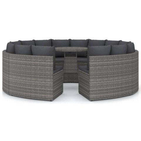 9-CZĘŚCIOWA SOFA DO OGRODU Z PODUSZKAMI POLIRATTAN SZARA