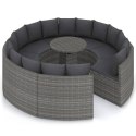 9-CZĘŚCIOWA SOFA DO OGRODU Z PODUSZKAMI POLIRATTAN SZARA