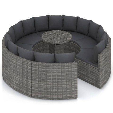 9-CZĘŚCIOWA SOFA DO OGRODU Z PODUSZKAMI POLIRATTAN SZARA