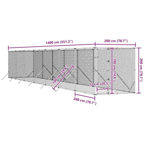 KOJEC ZEWNĘTRZNY DLA PSA 2X14X2M STAL GALWANIZOWANA