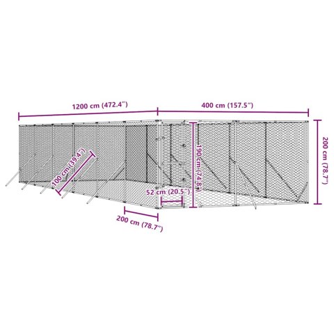 KOJEC ZEWNĘTRZNY DLA PSA 4X12X2M STAL GALWANIZOWANA