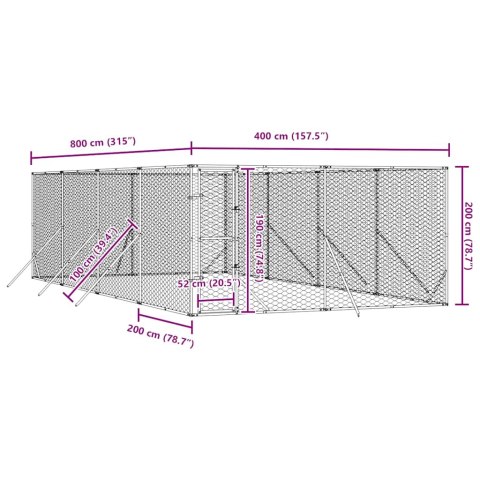 KOJEC ZEWNĘTRZNY DLA PSA 4X8X2M STAL GALWANIZOWANA