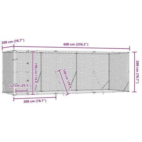 KOJEC ZEWNĘTRZNY DLA PSA 6X2X2M STAL GALWANIZOWANA