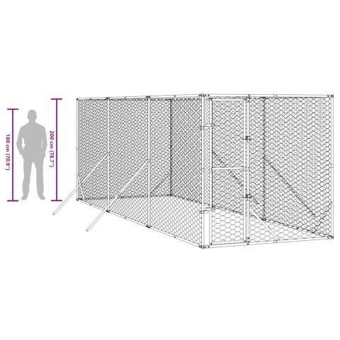 KOJEC ZEWNĘTRZNY DLA PSA SREBRNY 2X6X2M STAL GALWANIZOWANA