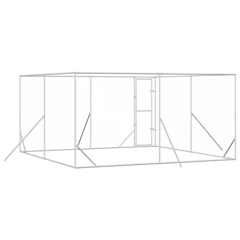 KOJEC ZEWNĘTRZNY DLA PSA SREBRNY 4X4X2M STAL GALWANIZOWANA