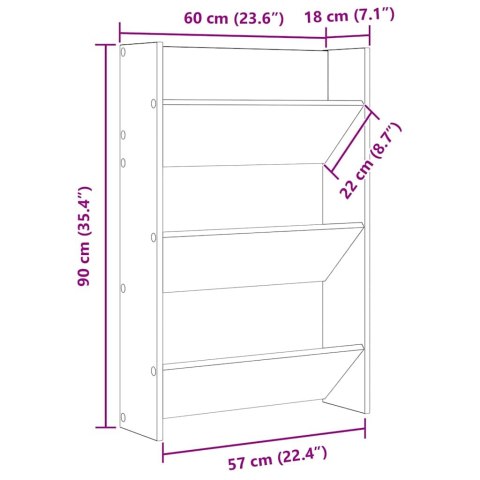 PÓŁKA ŚCIENNA NA BUTY SZAROŚĆ BETONU 60X18X90CM PŁYTA