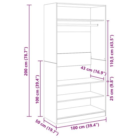 SZAFA SZAROŚĆ BETONU 100X50X200CM