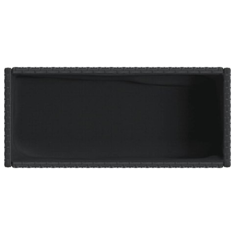 DONICE OGRODOWE Z PÓŁKĄ 2 SZT CZARNE 90X40X75CM POLIRATTAN