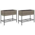 DONICE OGRODOWE Z PÓŁKĄ 2 SZT. SZARE 90X40X75CM POLIRATTAN
