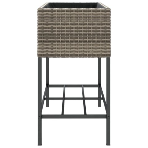 DONICE OGRODOWE Z PÓŁKĄ 2 SZT. SZARE 90X40X75CM POLIRATTAN