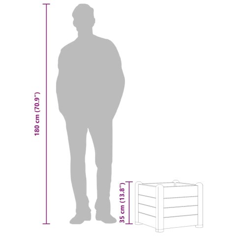 PODWYŻSZONA DONICA OGRODOWA PP KAMIENNA SZAROŚĆ 43X43X35CM