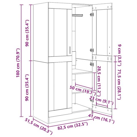 VidaXL Szafa, przydymiony dąb, 82,5x51,5x180 cm