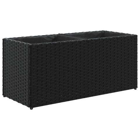 DONICA OGRODOWA OGRODOWA Z 2 WKŁADAMI CZARNA 72X30X32CM RATTAN PE