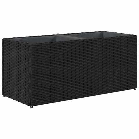 DONICA OGRODOWA OGRODOWA Z 2 WKŁADAMI CZARNA 72X30X32CM RATTAN PE
