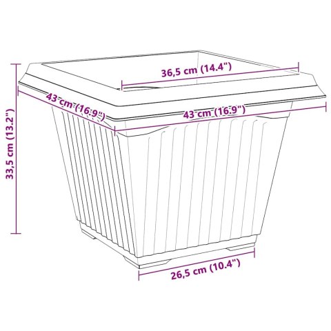KWADRATOWA DONICZKA NA KWIATY 24 SZT. CZARNA 43X43X33.5CM