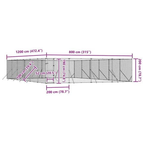 KOJEC ZEWNĘTRZNY DLA PSA 8X12X2M STAL GALWANIZOWANA