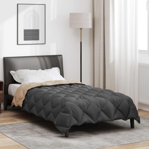 ZIMOWA KOŁDRA ANTRACYT I TAUPE 220X 135CM MIKROFIBRA