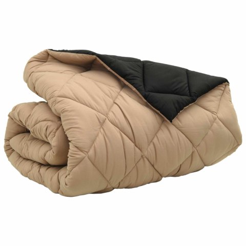 ZIMOWA KOŁDRA CZARNY I TAUPE 220X 240CM MIKROFIBRA